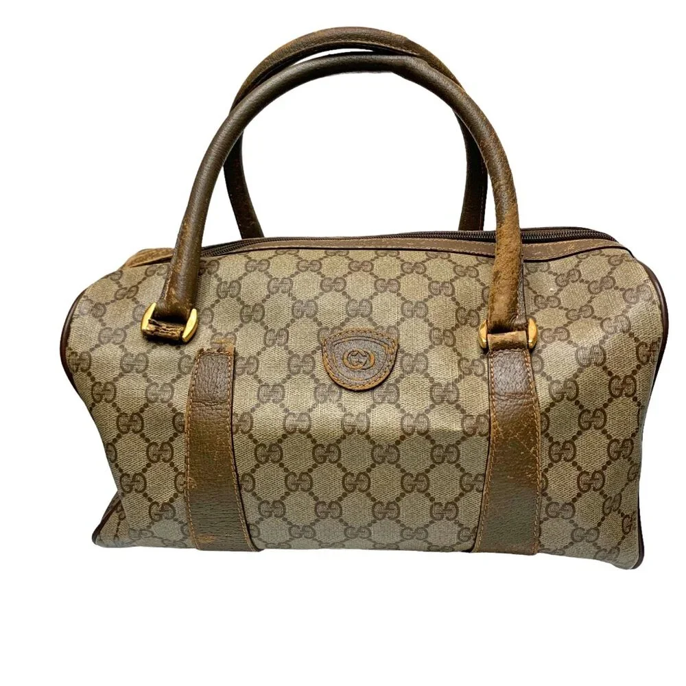 Vintage Gucci‎ Coated Canvas Leather Speedy Handbag **AS IS DAMAGED
